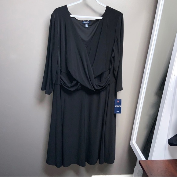 New with tag Chaps Women's  V-Neck Faux Wrap Dress - Picture 2 of 6